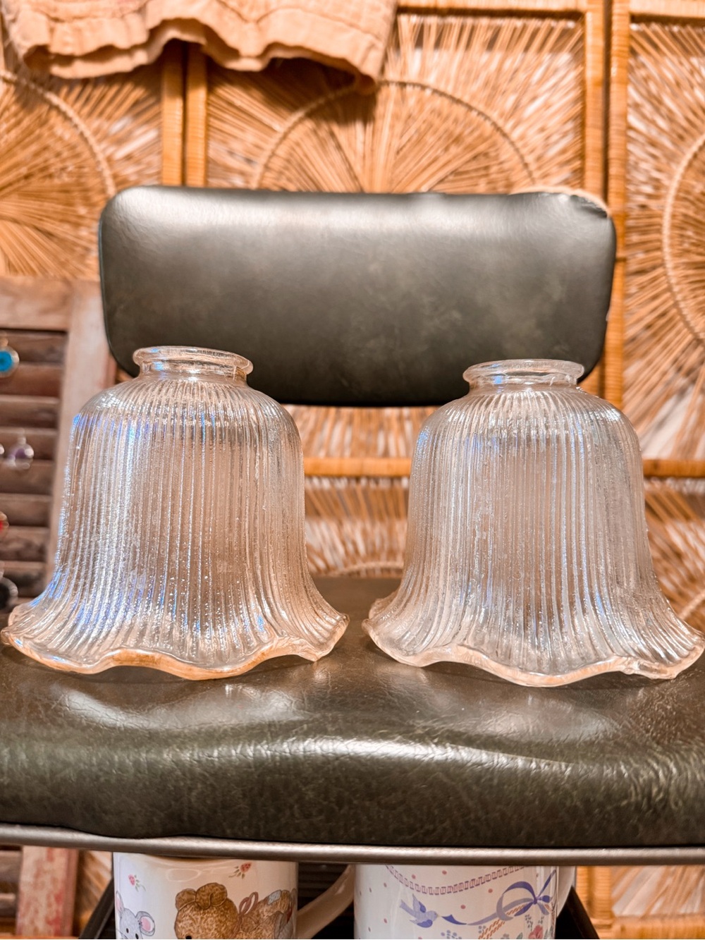 Vintage Glass Lamp Shades- Wavy